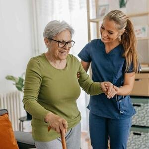 a caregiver caring for a patient