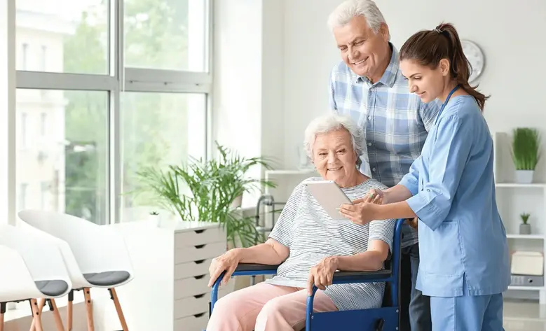 a patient assessing her medical results