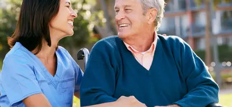 happy patient smiling with nurse