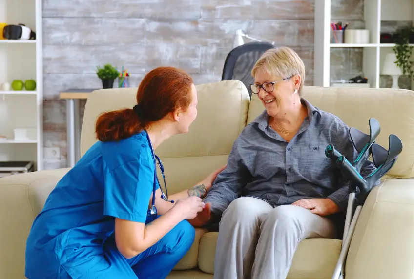 Licensed nurse providing professional at home nursing services in Toronto for patient care and recovery at home.